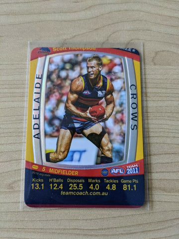 2011 AFL Teamcoach Error Miss Cut Prize Card Scott Thompson Adelaide