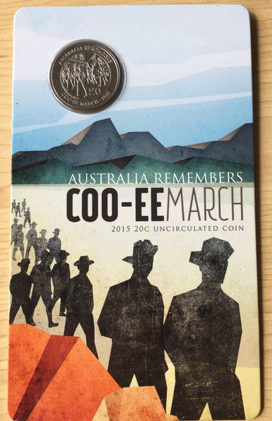 Australia 2015 Royal Australian Mint 20c Australia Remembers Coo-ee March Uncirculated Carded Coin