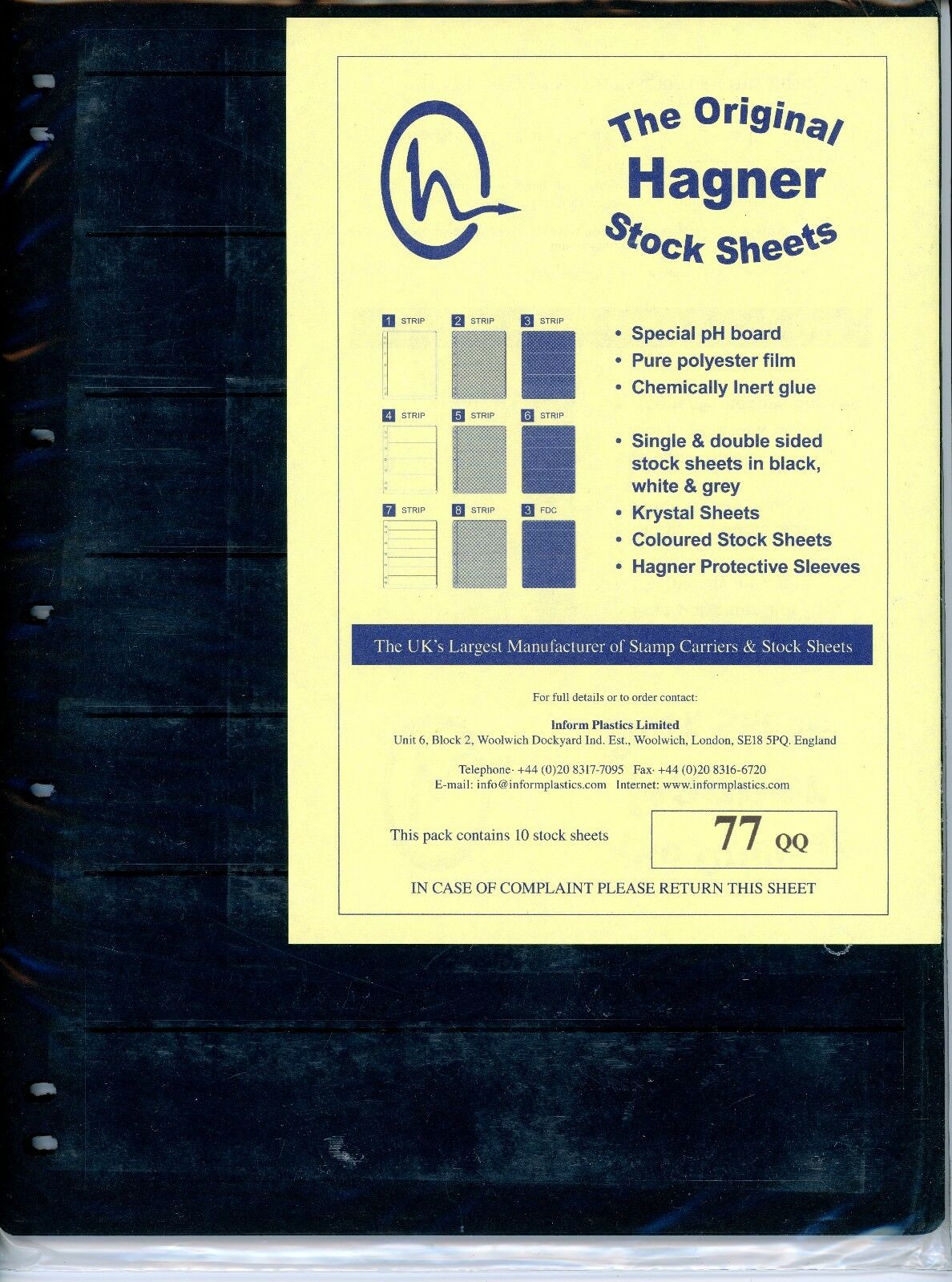 Hagner 7 Pocket Double Sided Stamp Stock Sheets Pack of 10