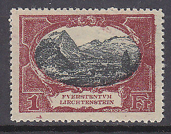 Liechtenstein, Switzerland, SG 62 1f black and red MLH