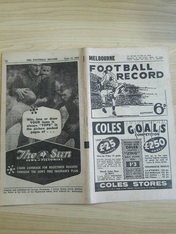 VFL 1959 15 June Melbourne v Essendon Football Record