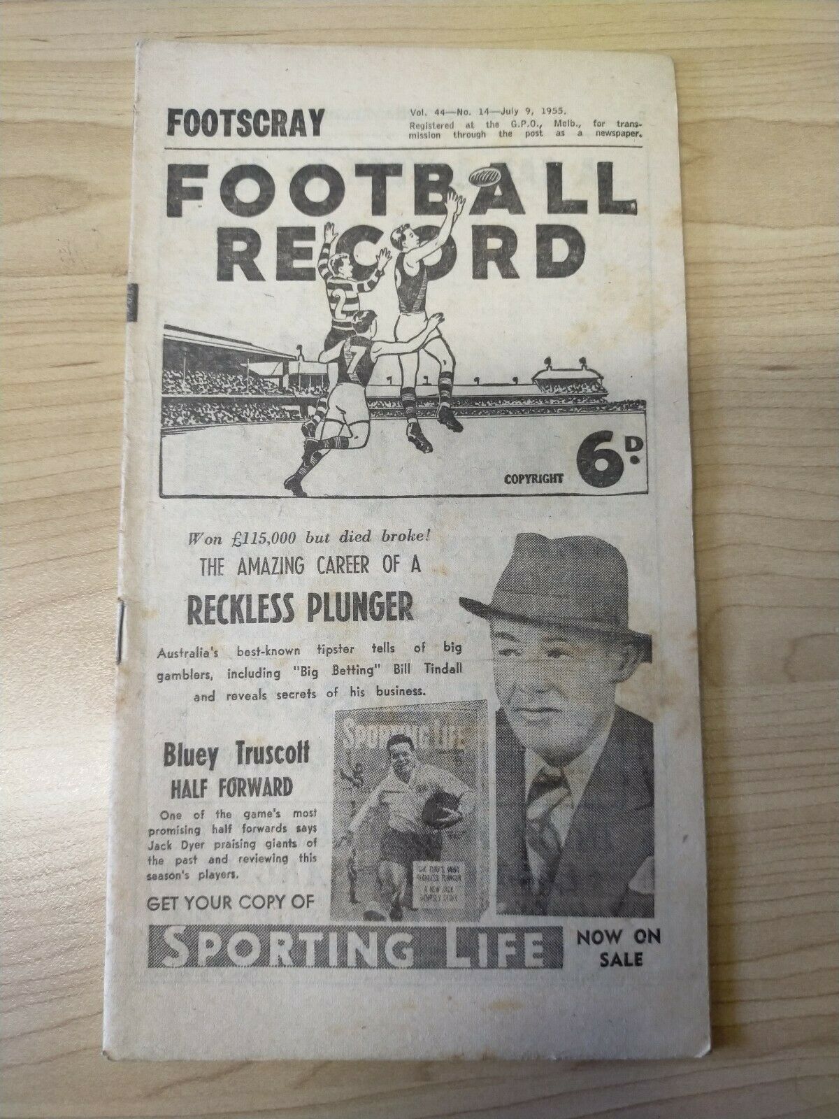 VFL 1955 July 9 Football Record Footscray v  Collingwood