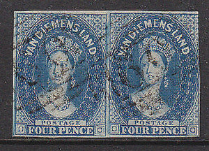 Tasmania Australian States SG 18 4d blue Chalon in pair Used