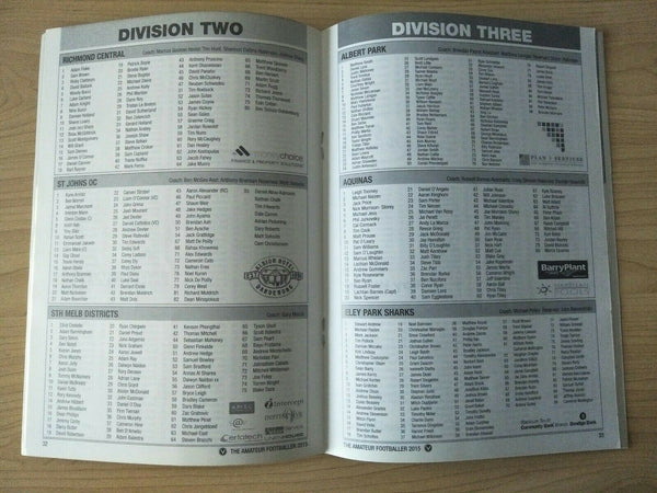 2015 April 25 VAFA Victorian Ameteur Football Association The Ameteur Footballer