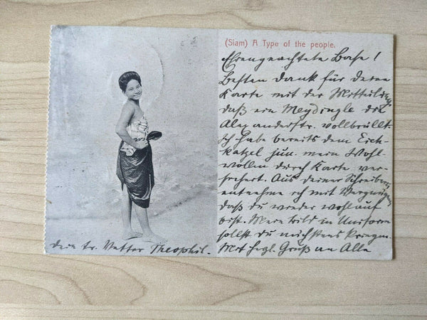 Thailand Postcard Siam A Type of the People sent to Stuttgart Germany