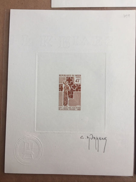Niger 1969 Red Cross Set Signed Artist Die Proofs Different Colours SG 319/21