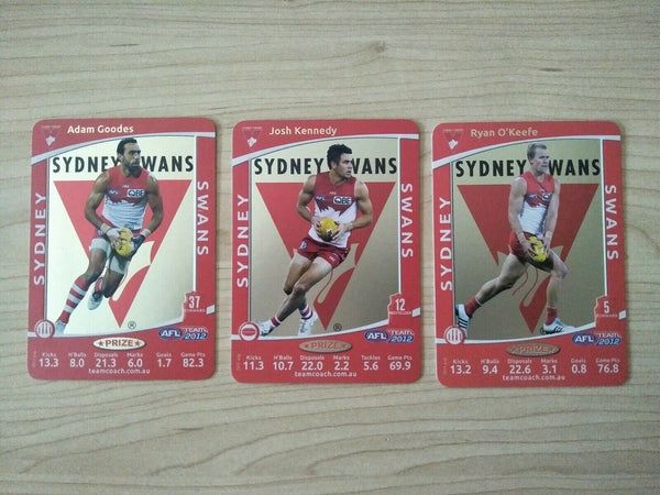 2012 Teamcoach Prize Card Team Set Sydney - Goodes, Kennedy, O'Keefe