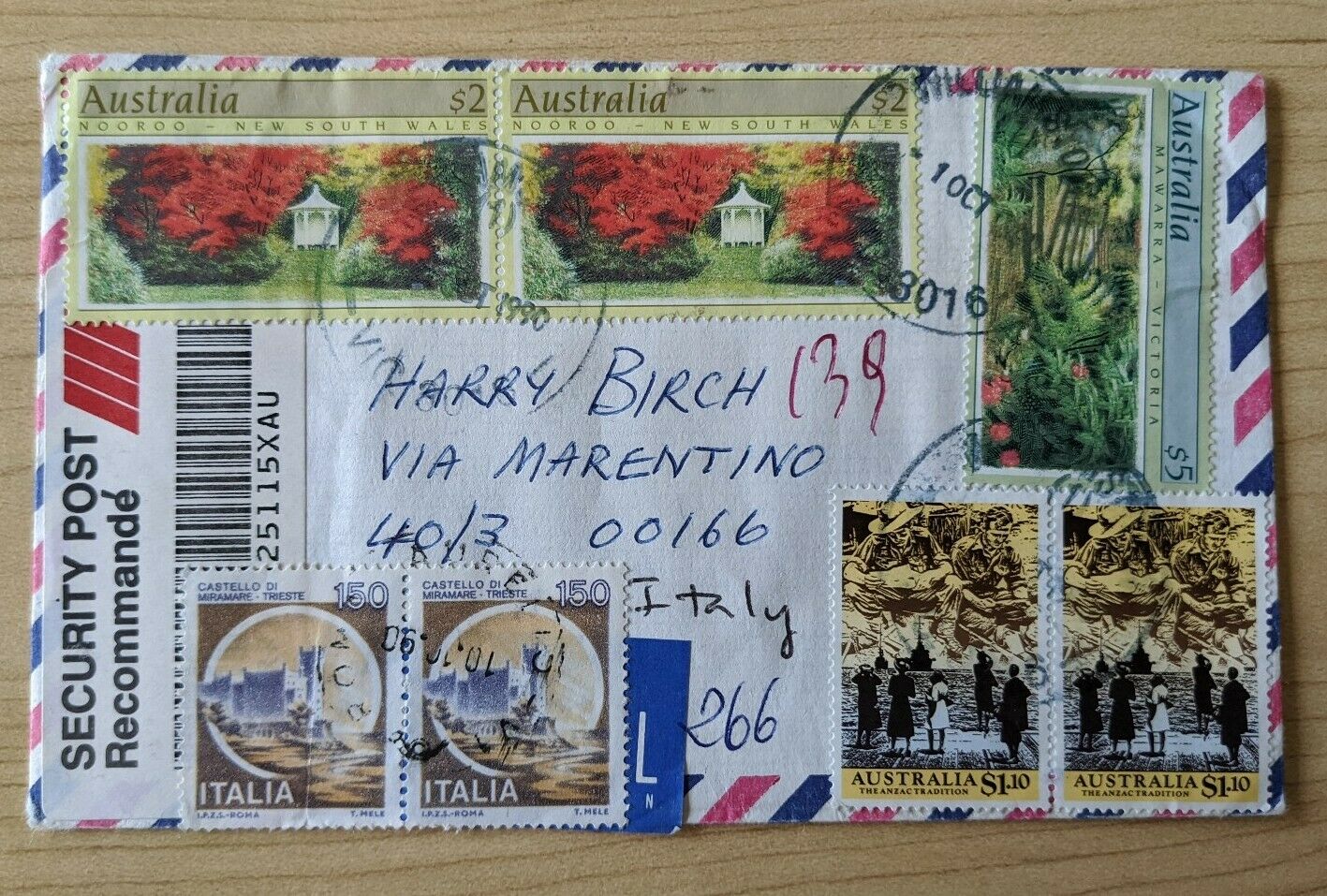 Australia Air Mail to Italy Returned to Sender with Italian & Australian Stamps