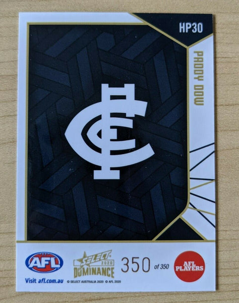 2020 AFL Select Dominance Holographic Parallel HP30 Paddy Dow Carlton 350/350