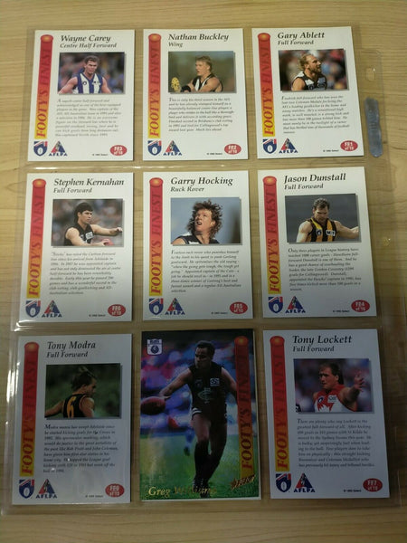 1995 AFLPA Footy's Finest Complete Set Of 10 Cards