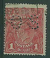 Australia SG O54f 1d Die II Rosine KGV perfin OS Used – Shields Stamps ...