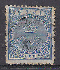 Fiji Pacific Islands SG 13 2c on 1d pale blue Used