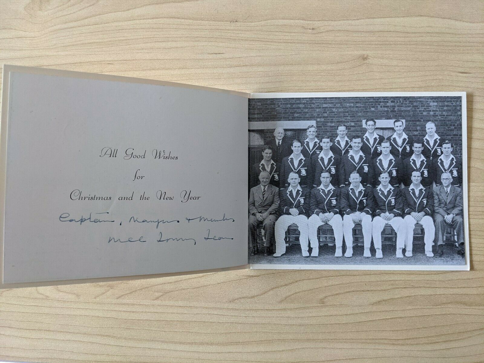 Cricket 195-51 MCC England Touring Team Australia & NZ. Christmas Card & Team Photo