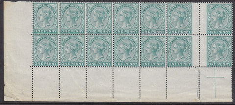 SA Australian States 1875 1d blue-green No wmk Proof in block of 14 MUH