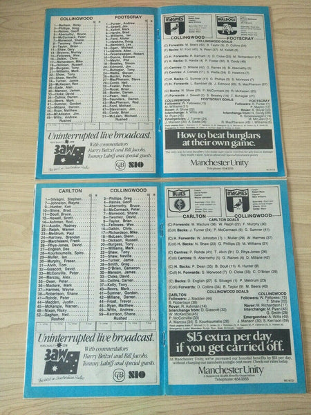 Lot Of 1985 VFL Football Records Collingwood Games x 22