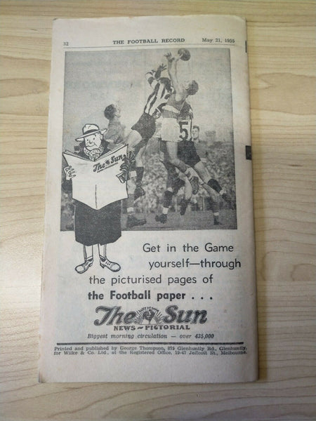 VFL 1955 May 21 Football Record Collingwood v Essendon