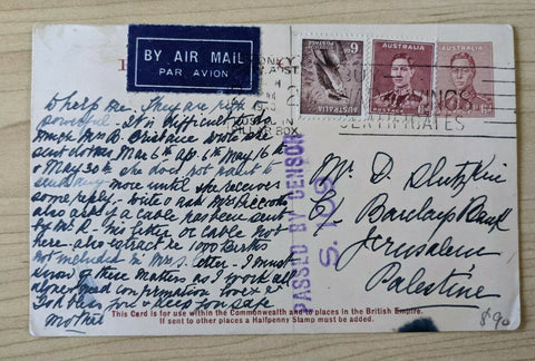 Australia - Palestine WWII Military AirMail Postal Stationery postcard up rated