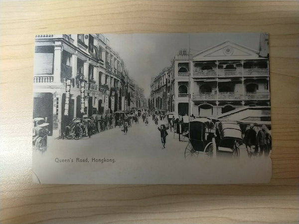 Hong Kong Vintage Postcard Queen's Road Hong Kong