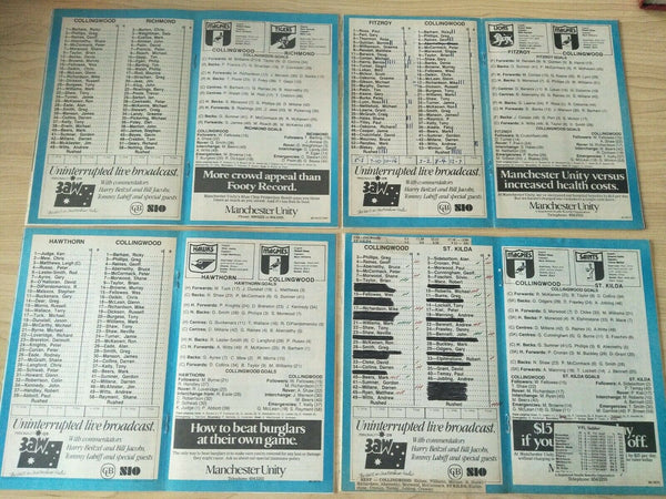 Lot Of 1985 VFL Football Records Collingwood Games x 22