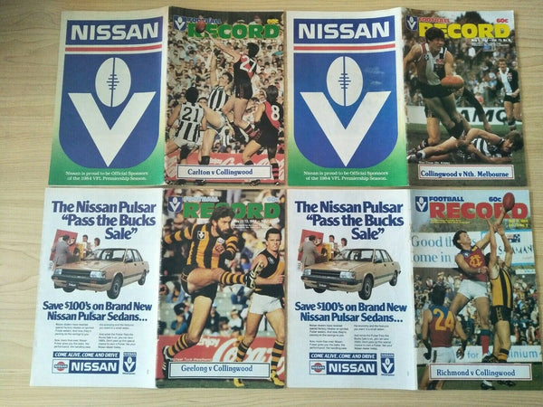 Lot Of 1984 VFL Football Records Collingwood Games x 22