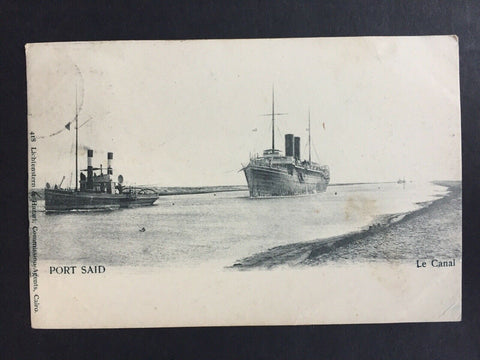 China- Incoming Mail.1904 Port Said Ship PPC To Shanghai Deutsch Seepost Cancel