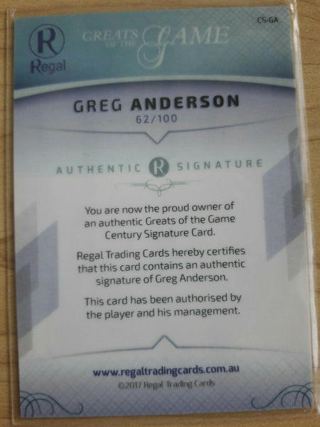 Greats Of The Game Greg Anderson Century Signature 62/100