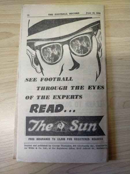 VFL 1956 June 16 Football Record St Kilda v Collingwood