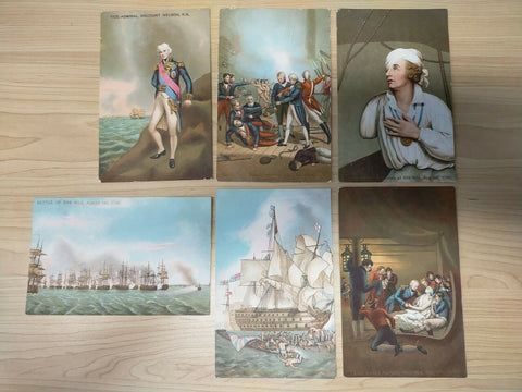 London Vintage Lord Nelson Lot of 6 Postcards Battle of the Nile + Trafalgar