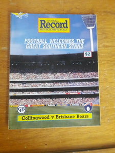 Collingwood Vs Brisbane Bears 1992 Footy. Record