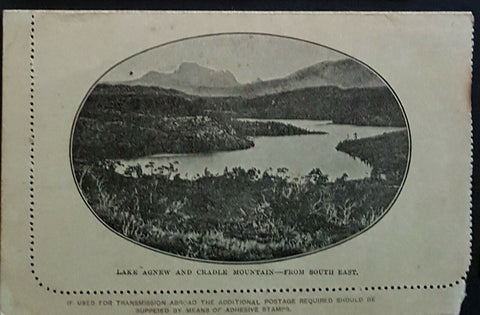 Tasmania Australian States 2d Letter Card Lake Agnew and Cradle Mountain faults