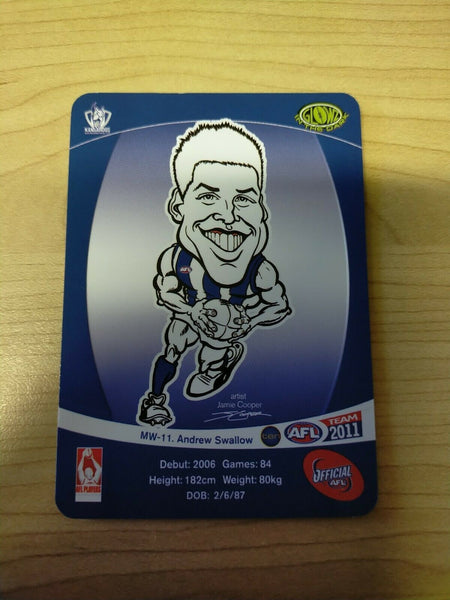 2011 Teamcoach Magic Wildcard Printing Error Card Andrew Swallow North Melbourne