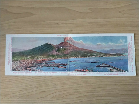 Italy 1929 Vintage Postcard Mount Vesuvius & Railway Double Postcard
