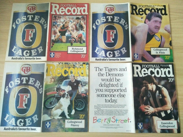 Lot Of 1986 VFL Football Records Collingwood Games x 22