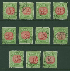 Australia postage dues SG D63-73 Set superb used with stunningly vivid colours
