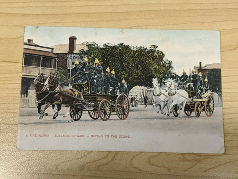 South Australia Post Card A Fire Alarm Adelaide Brigade Racing to the scene