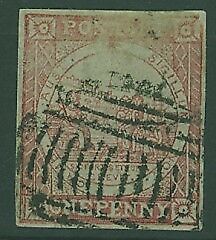 NSW Australian states SG 2 1d carmine beehive fishing four margins Fine used