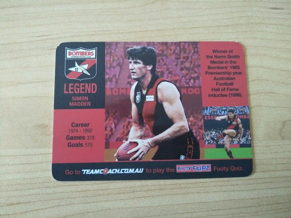2018 AFL Teamcoach Footy Flipz Card Essendon Dyson Heppell/Simon Madden
