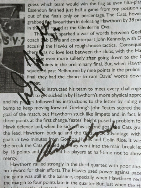 VFL Geelong 1963 Premiership Article 5 signatures Polly Farmer, Goggin, Lord