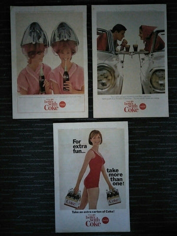 Coca-Cola 1965. Three different original Advertisements