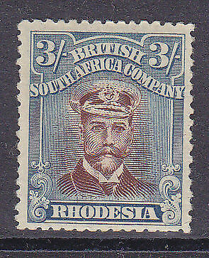 Rhodesia SG 274b  3/- chestnut and light blue KGV Admiral Mint Tone