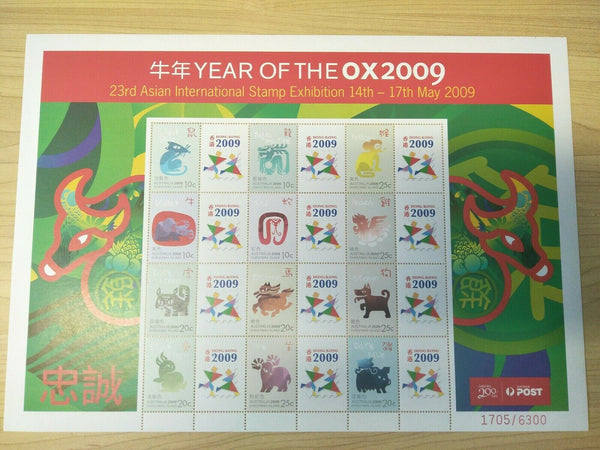 2009 Australian Year Of The Ox Hong Kong International Stamp Exhibition Sheet