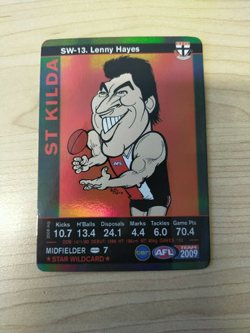 2009 Teamcoach Star Wildcard Printing Error Card Lenny Hayes St Kilda