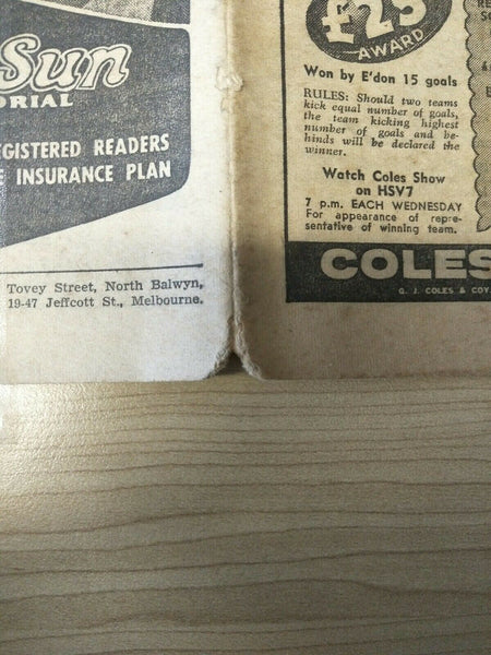 VFL 1959 June 13th Football Record Fitzroy v Collingwood