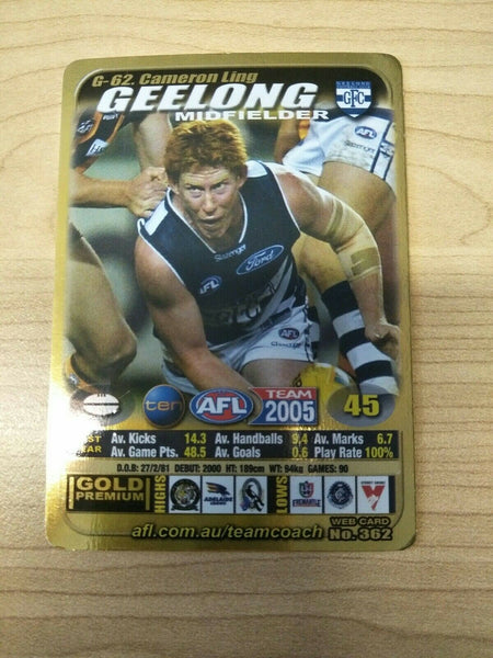 2005 Teamcoach Gold Premium Prize Card Cameron Ling Geelong