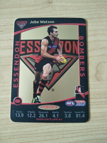 2012 AFL Teamcoach Prize Card Jobe Watson Essendon