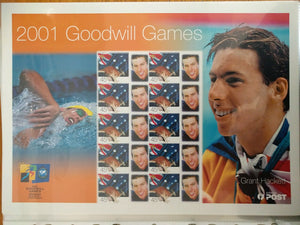 Australia Post 45c Souvenir Sheet - 2001 Goodwill Games Grant Hackett