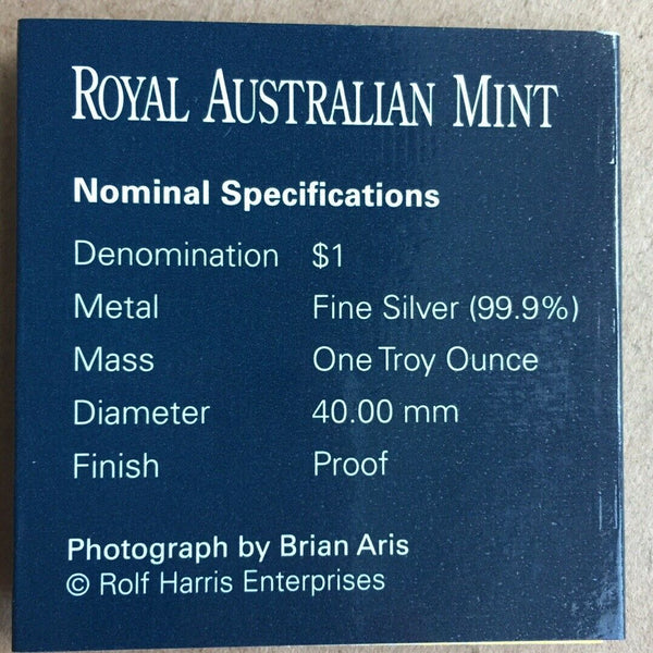 Australia 2007 Royal Australian Mint $1 Kangaroo Rolf Harris design Ounce Silver Proof