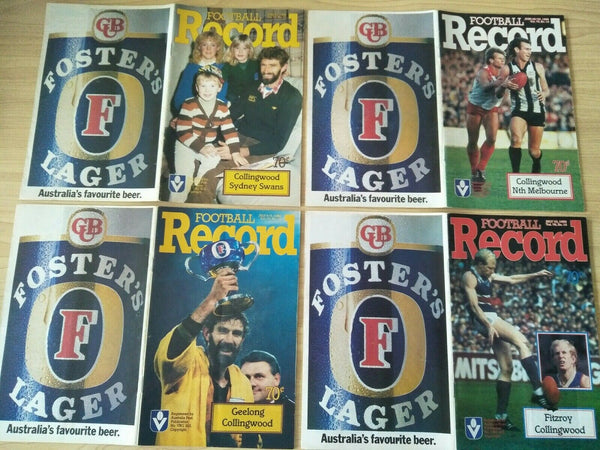 Lot Of 1986 VFL Football Records Collingwood Games x 22