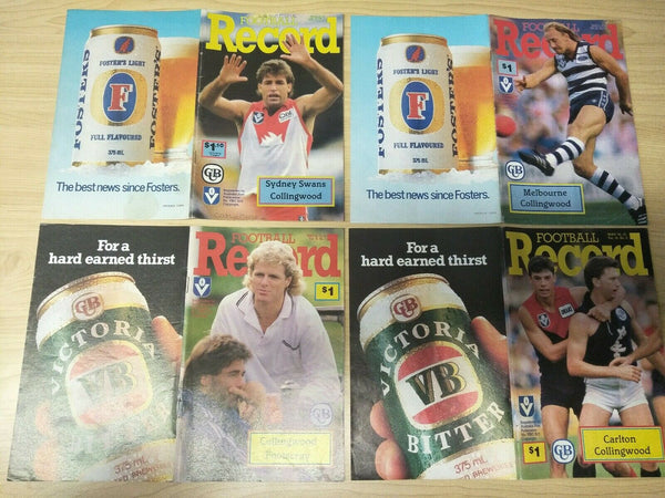 Lot Of 1989 VFL Football Records Collingwood Games x 22