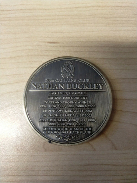 Collingwood Football Club Medallion 2006 Captain's Club Nathan Buckley
